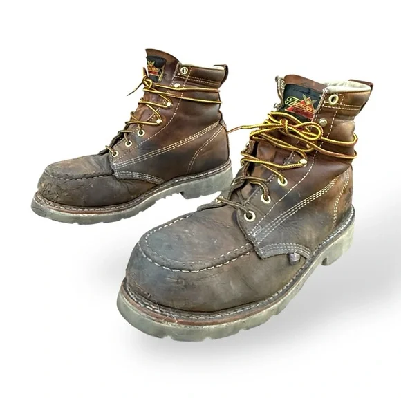 Thorogood Safety Toe American Heritage 6" Crepe Sole Work Boots size 9 2E Steel - Picture 4 of 16